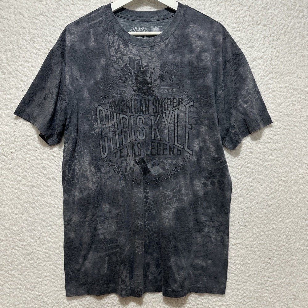 Y2K Affliction Mens Shirt Size L Chris Kyle American Live Fast Country Skull MMA